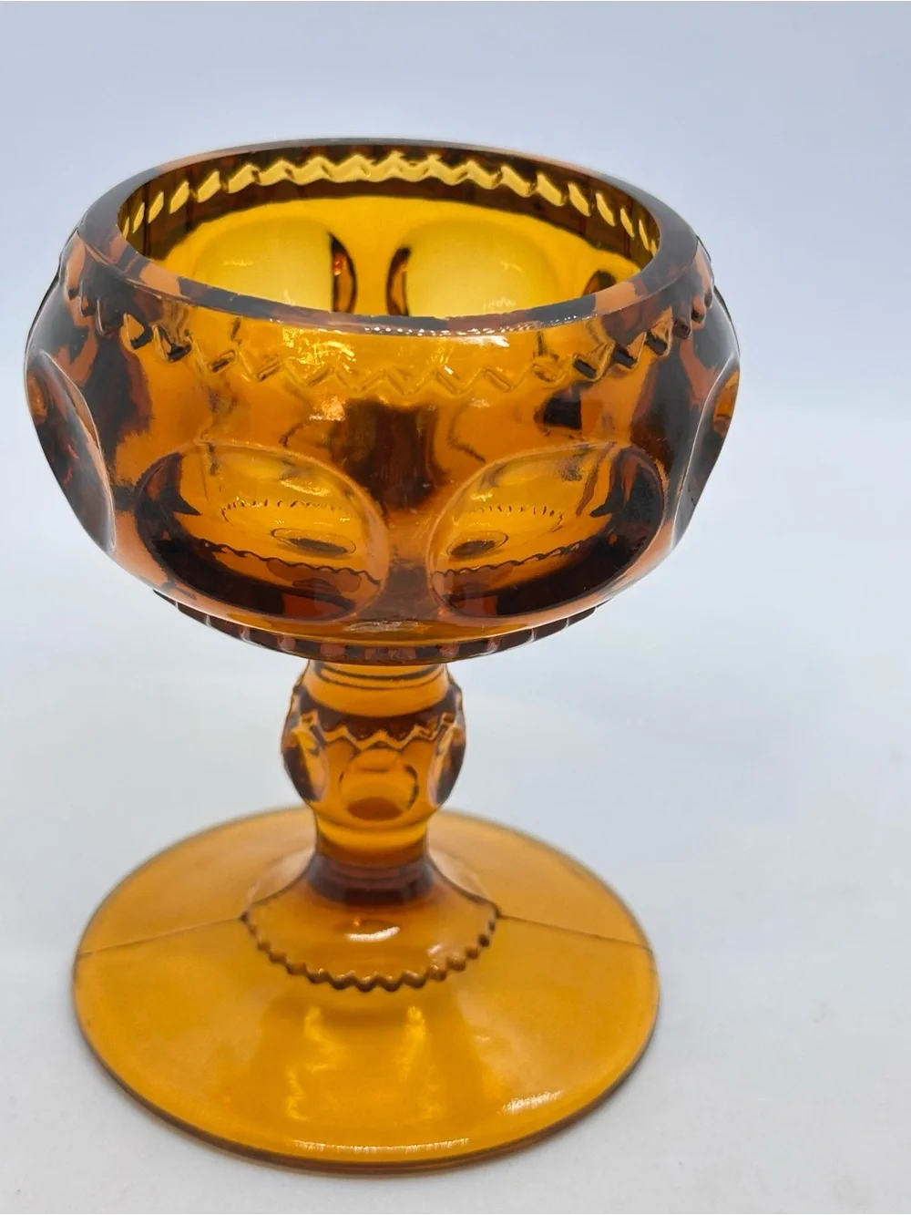 Indiana Glass Amber Kings Crown Thumbprint 4.25